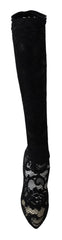 Dolce & Gabbana Black Taormina Lace Socks Boots Shoes Pumps - EU36/US5.5