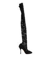 Dolce & Gabbana Black Taormina Lace Socks Pumps Boots Shoes - EU39/US8.5