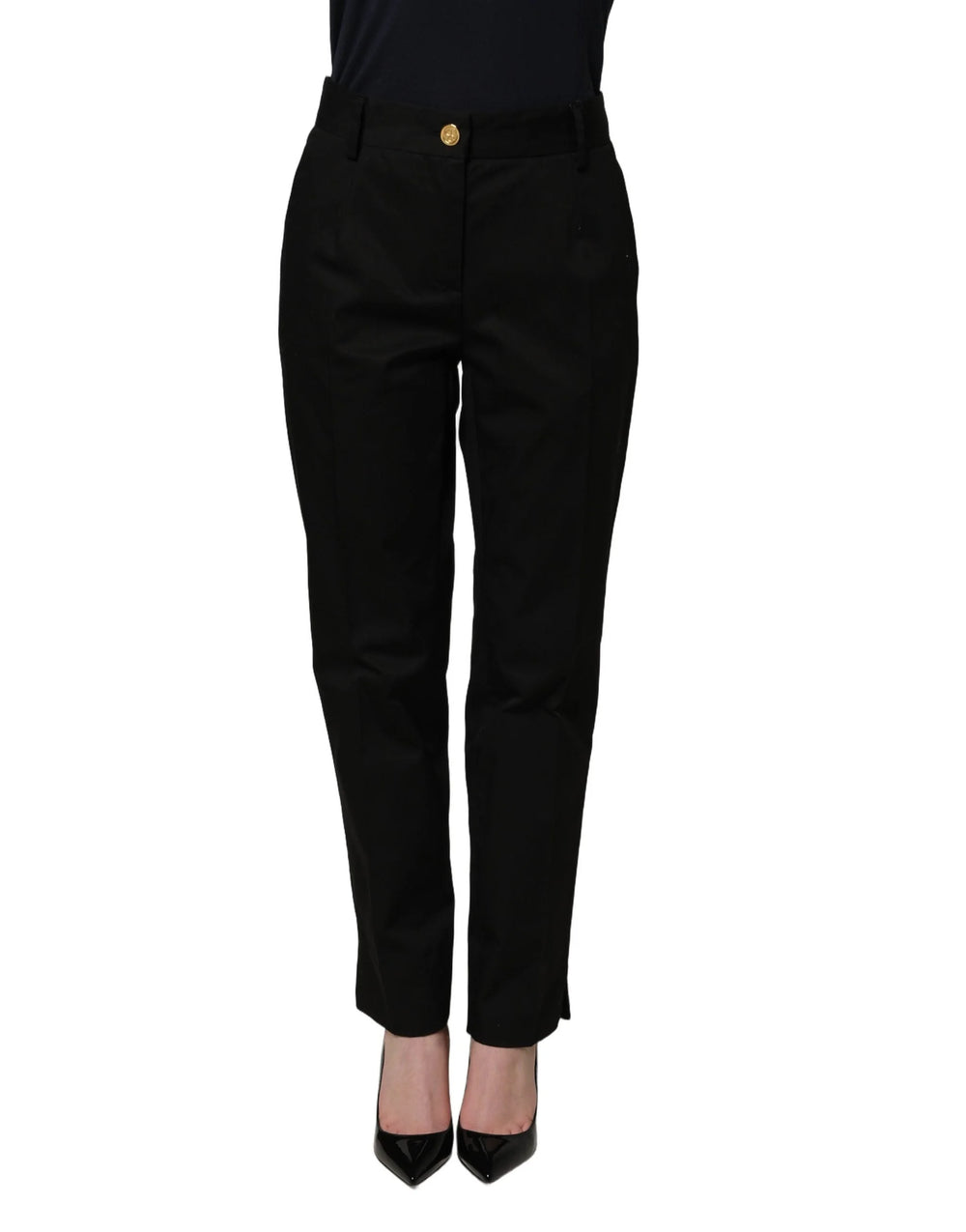 Dolce & Gabbana Black Tapered Leg Dress Cotton Trousers Pants - IT38 | XS