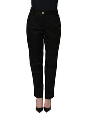 Dolce & Gabbana Black Tapered Leg Dress Cotton Trousers Pants - IT38 | XS