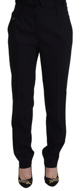 Dolce & Gabbana Black Tapered Women Wool Pants - IT40|S - Trousers