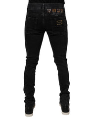 Dolce & Gabbana Black Tattered Cotton Skinny Men Denim Jeans - Jeans