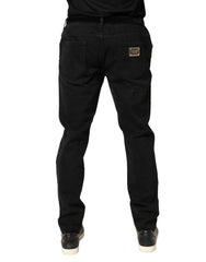 Dolce & Gabbana Black Tattered Skinny Cotton Denim Jeans