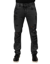 Dolce & Gabbana Black Tattered Skinny Cotton Men Denim Jeans - IT48 | M - Jeans