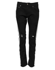Dolce & Gabbana Black Tattered White Lining Skinny Denim Jeans - IT44 | XS - Jeans