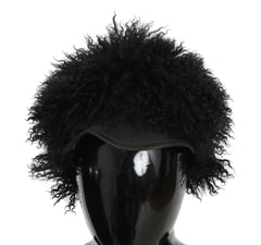 Dolce & Gabbana Black Tibet Lamb Fur Leather Gatsby Hat - 56 cm|XS