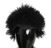 Dolce & Gabbana Black Tibet Lamb Fur Leather Gatsby Hat - 56 cm|XS - Hats