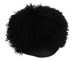 Dolce & Gabbana Black Tibet Lamb Fur Leather Gatsby Hat - 56 cm|XS - Hats