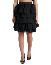 Dolce & Gabbana Black Tiered Aline High Waist Silk Mini Skirt - IT40|S - Skirts