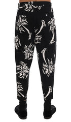 Dolce & Gabbana Black Tree Cotton Stretch Pants - IT44 | XS - Trousers