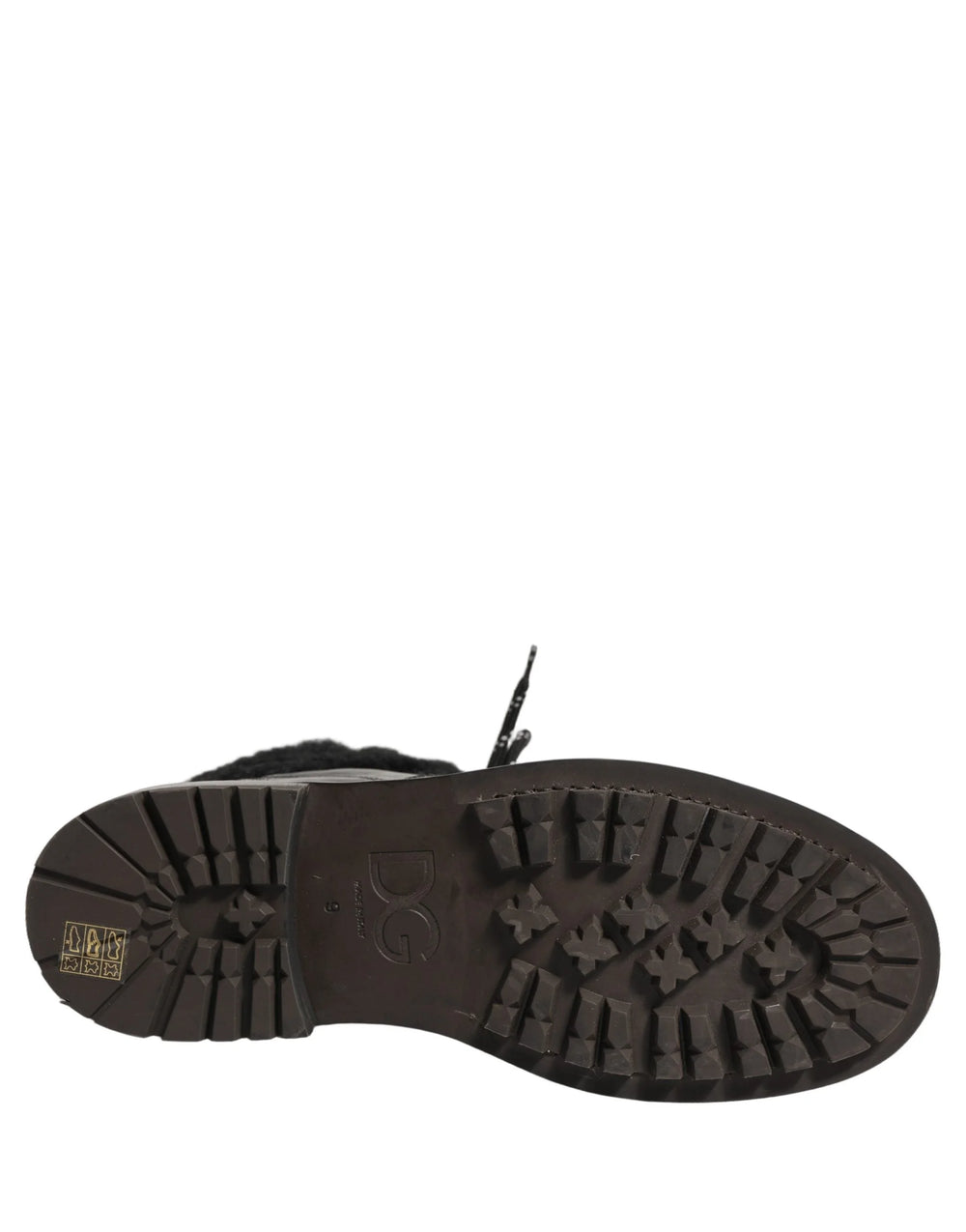 Dolce & Gabbana Black Trekking Fur Lace Leather Boots Shoes