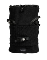Dolce & Gabbana Black Tricot Wool Blend Duffel Backpack Travel Borse Bag