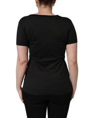 Dolce & Gabbana Black Tropical Print Cotton Round Neck T-Shirt