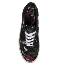 Dolce & Gabbana Black Tropical Print Low Top Sneakers Shoes - EU40.5/US7.5 - Sneakers