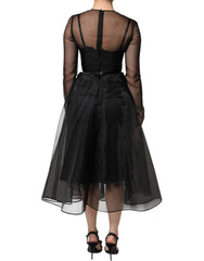Dolce & Gabbana Black Tulle A-line Midi Cocktail Gown Dress - IT40|S - Dresses