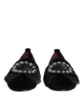 Sapatos de Estilo Slip-On com Fita e Cristais VATICANO Pretos Dolce & Gabbana