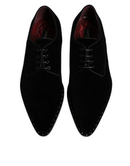 Dolce & Gabbana Black Velvet Cotton Lace Up Derby Shoes - EU43/US10 - Shoes