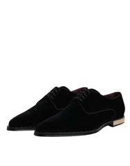 Dolce & Gabbana Black Velvet Cotton Lace Up Derby Shoes - EU43/US10 - Shoes