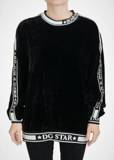 Dolce & Gabbana Black Velvet Crewneck Pullover Sweater - Sweaters