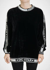 Dolce & Gabbana Black Velvet Crewneck Pullover Sweater - Sweaters