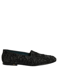 Dolce & Gabbana Black Velvet Embroidered Dress Loafers Shoes - EU43/US10