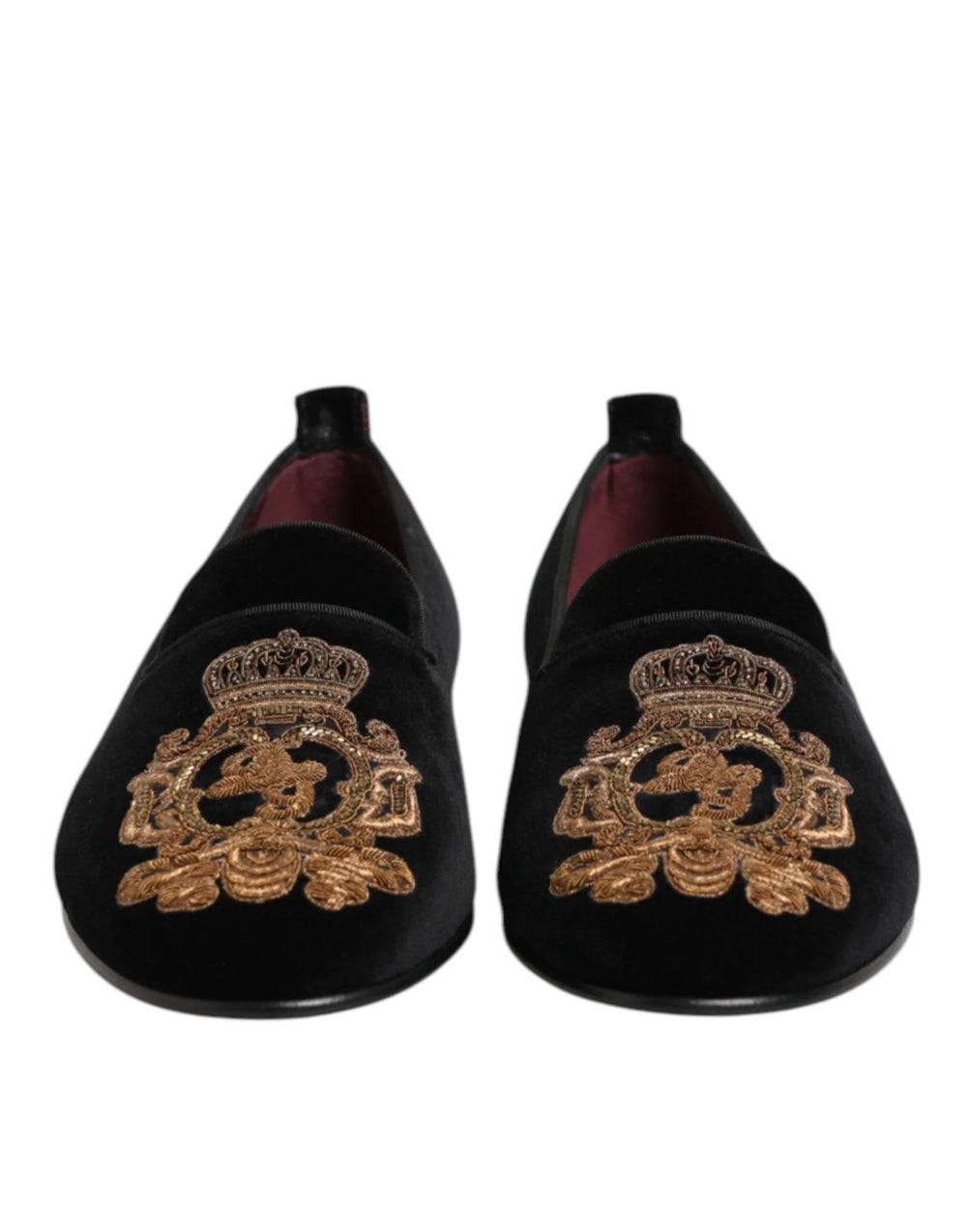 Lofery męskie Dolce & Gabbana, czarny welur i złota koronka - EU 40 | US 7