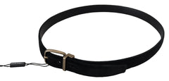 Dolce & Gabbana Black Velvet Leather Antique Metal Buckle - 95 cm / 38 Inches - Belts