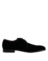 Dolce & Gabbana Black Velvet Leather Lace Up Derby Shoes - EU41.5/US8.5 - Shoes