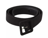 Dolce & Gabbana Black Velvet Leather Logo Waist Buckle Belt - 65 cm / 26 Inches - Belts