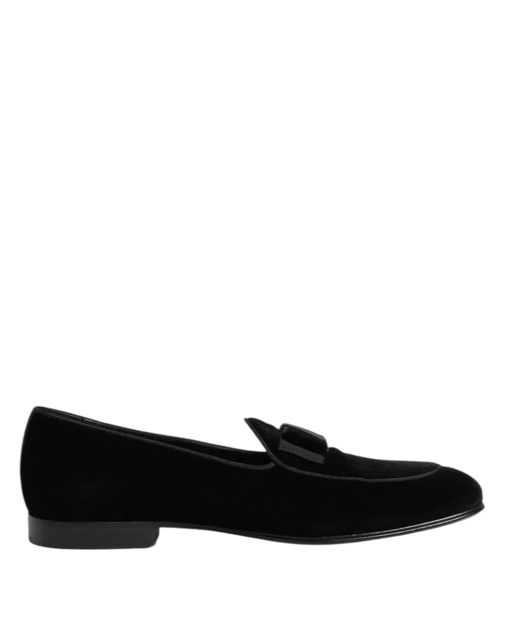 Dolce & Gabbana Black Velvet Loafers Formal Men Dress Shoes - Flats