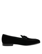 Dolce & Gabbana Black Velvet Loafers Formal Men Dress Shoes - Flats