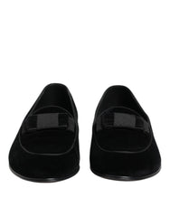 Dolce & Gabbana Black Velvet Loafers Formal Men Dress Shoes - Flats