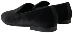 Dolce & Gabbana Black Velvet Loafers Formal Shoes - EU39/US6 - Flats