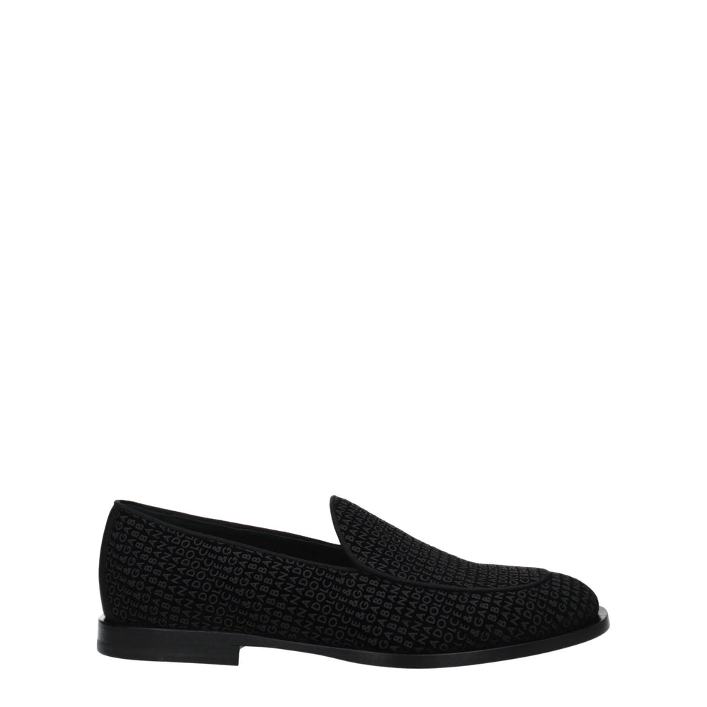 Dolce & Gabbana Black Velvet Slip-On Loafers - Flats