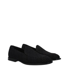 Dolce & Gabbana Black Velvet Slip-On Loafers - Flats