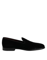 Dolce & Gabbana Black Velvet Slip On Loafers Formal Shoes - EU40/US7 - Flats