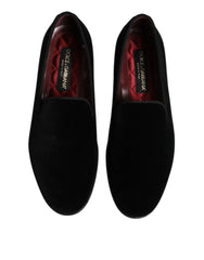 Dolce & Gabbana Black Velvet Slip On Loafers Formal Shoes - EU40/US7 - Flats
