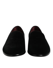 Dolce & Gabbana Black Velvet Slip On Loafers Formal Shoes - EU40/US7 - Flats