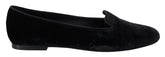 Dolce & Gabbana Black Velvet Slip Ons Loafers Flats Shoes - EU35/US4.5 - Flats