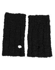 Dolce & Gabbana Black Virgin Wool Knitted Fingerless Men Gloves - 9|M