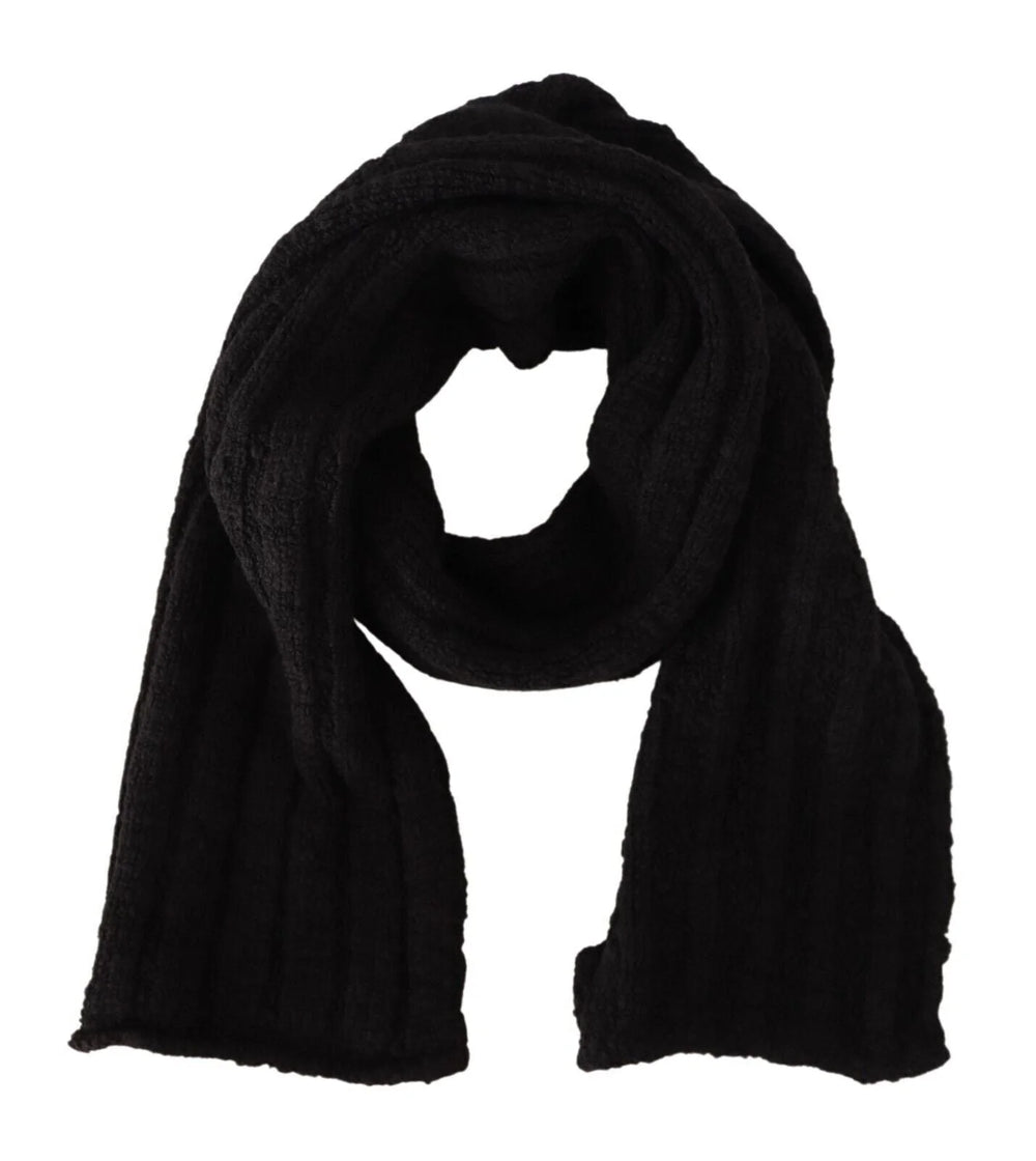 Dolce & Gabbana Black Virgin Wool Knitted Unisex Warmer Shawl Scarf - Scarves & Shawls
