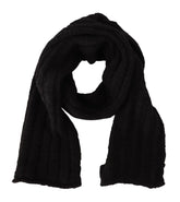 Dolce & Gabbana Black Virgin Wool Knitted Unisex Warmer Shawl Scarf - Scarves & Shawls