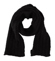 Dolce & Gabbana Black Virgin Wool Knitted Unisex Warmer Shawl Scarf - Scarves & Shawls