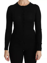 Dolce & Gabbana Black Virgin Wool Long Sleeve Top Blouse Top - IT42|M - Blouses