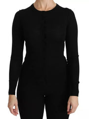 Dolce & Gabbana Black Virgin Wool Long Sleeve Top Blouse Top - IT42|M - Blouses
