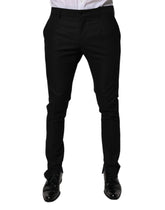 Dolce & Gabbana Black Virgin Wool MenSkinny Dress Formal Pants - IT50 | L - Trousers