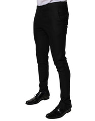 Dolce & Gabbana Black Virgin Wool MenSkinny Dress Formal Pants - IT50 | L - Trousers