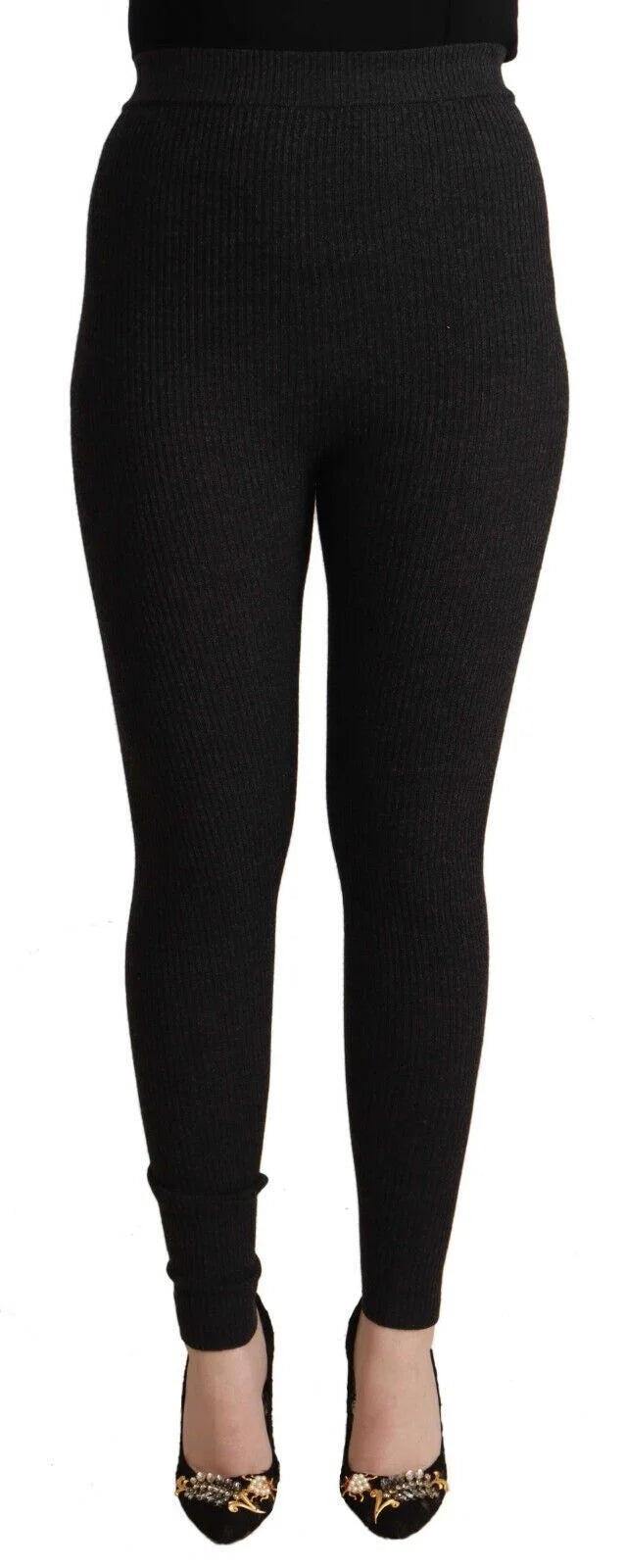 Dolce & Gabbana Black Virgin Wool Stretch Waist Tights Pants - IT40|S - Tights