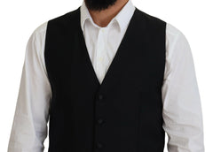 Dolce & Gabbana Black Virgin Wool Waistcoat Formal Vest - IT52 | L - Vests