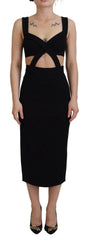 Dolce & Gabbana Black Viscose Bodycon Sheath Midi Dress - Dresses
